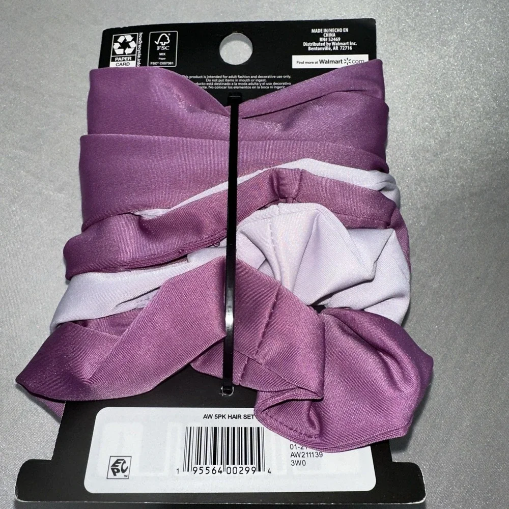Athletic Works Women's Hair Ties 5-Pack‎ Hair Ties & 1 Headwrap Purples